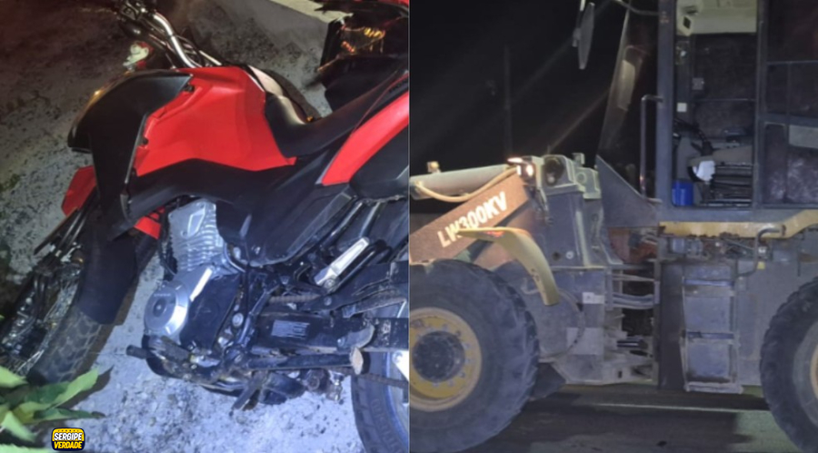 Motociclista morre ao bater em pá carregadeira na SE-325, em Nossa Senhora da Glória